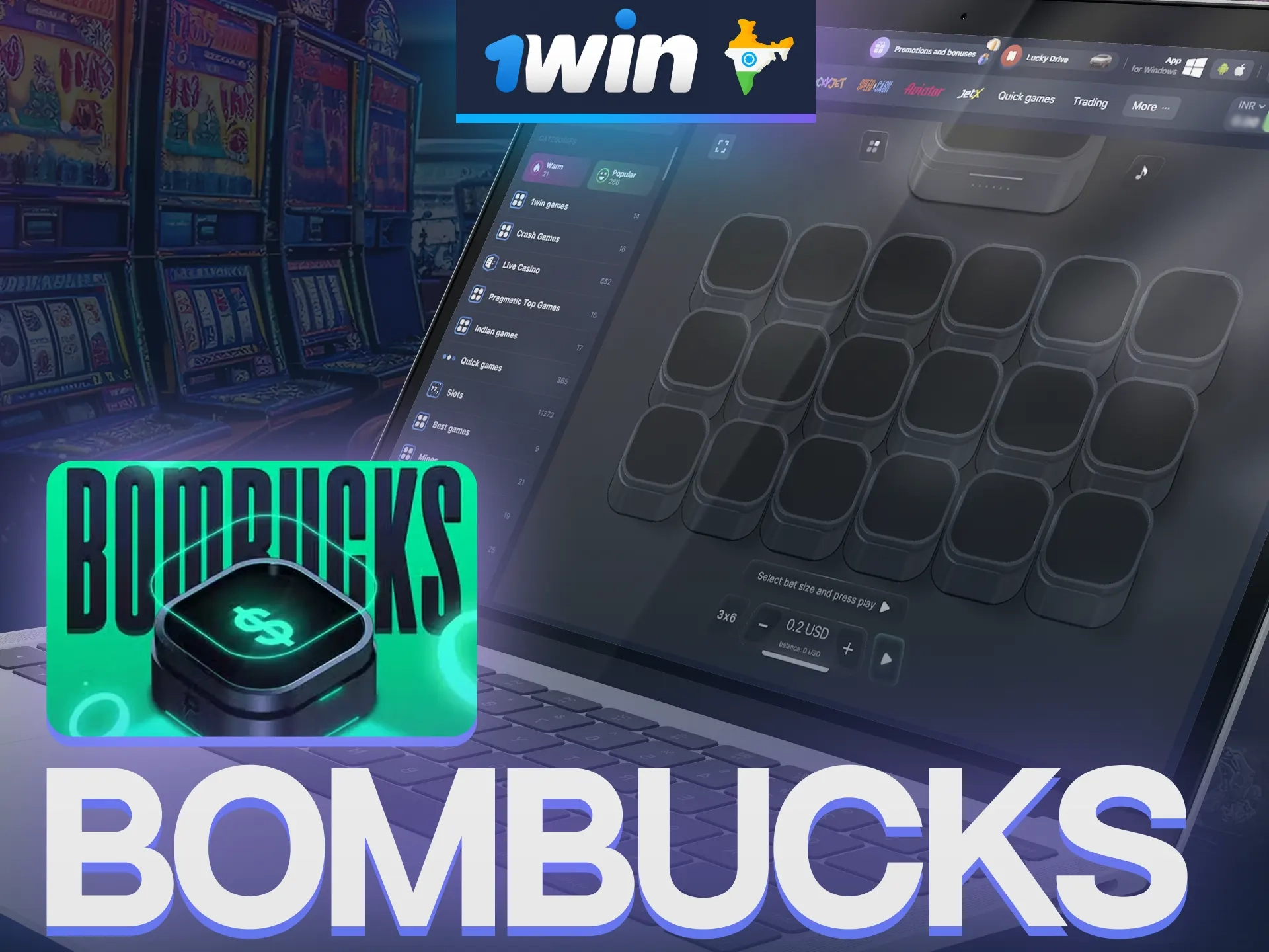 Play in 1win game Bombucks at website or app.