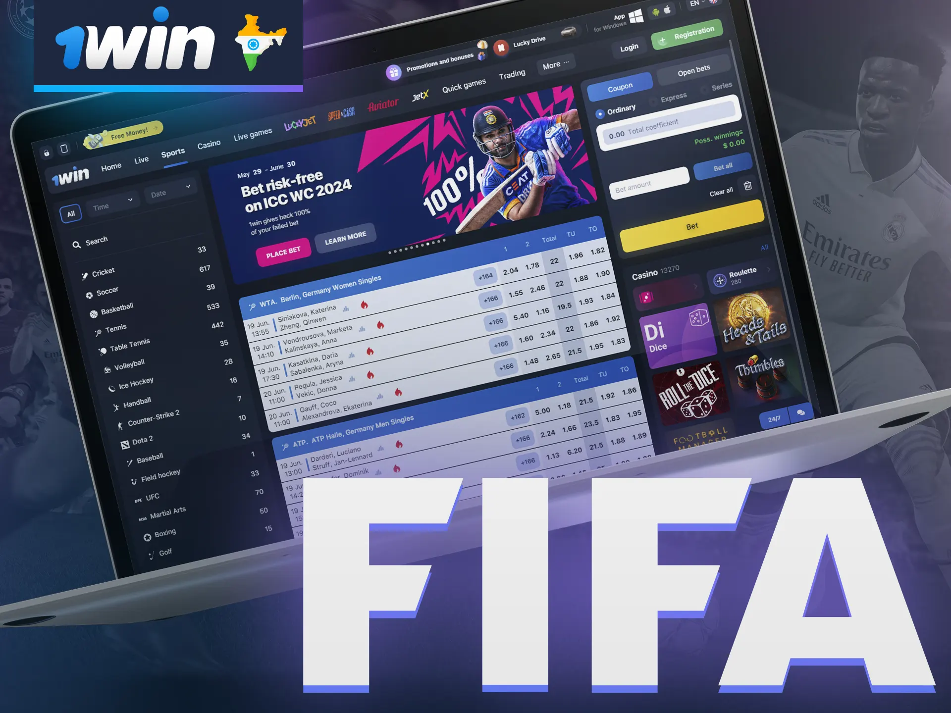 Unlimited FIFA betting opportunities for fans at 1win.