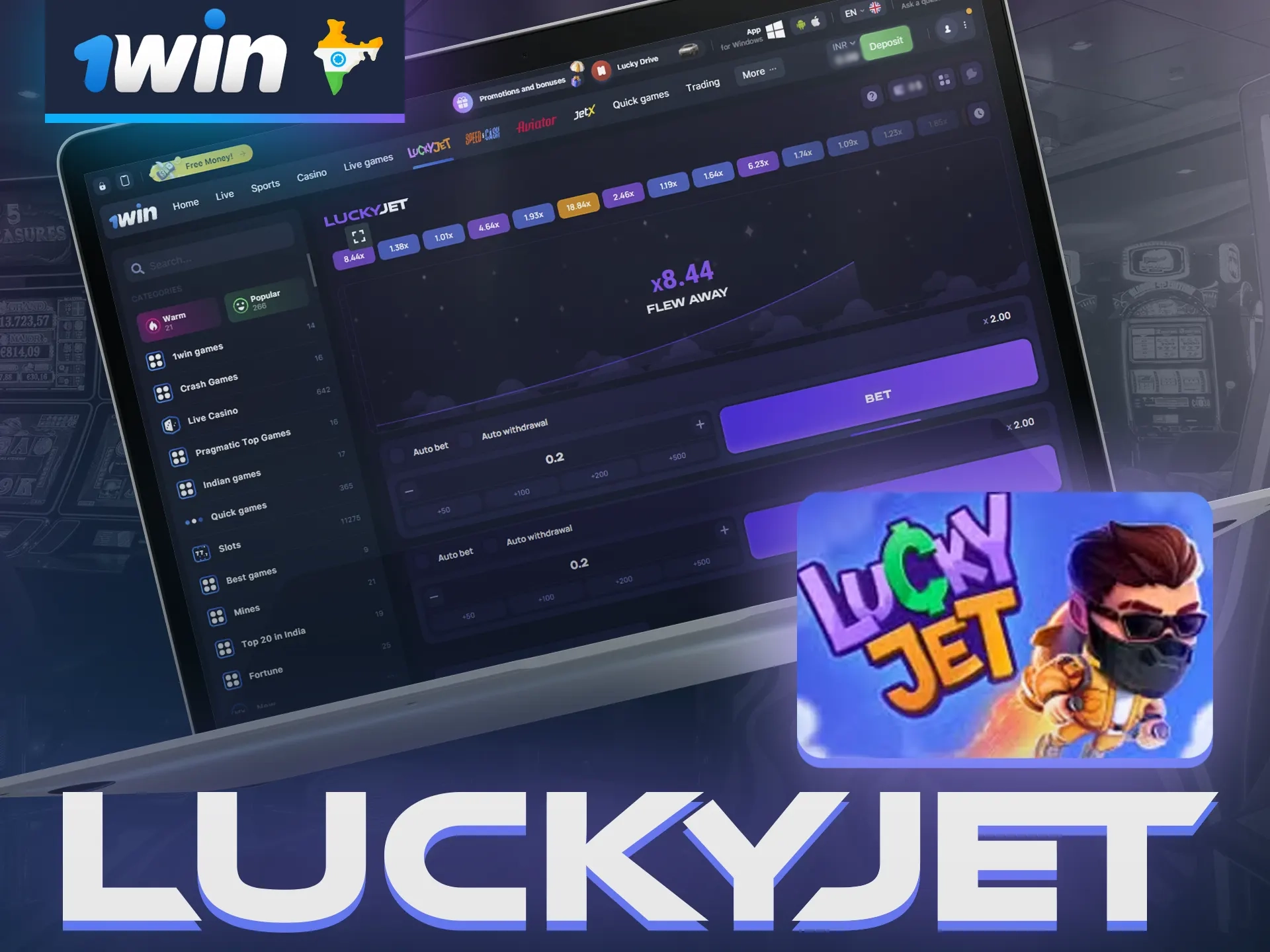 1win Lucky Jet game on official site.