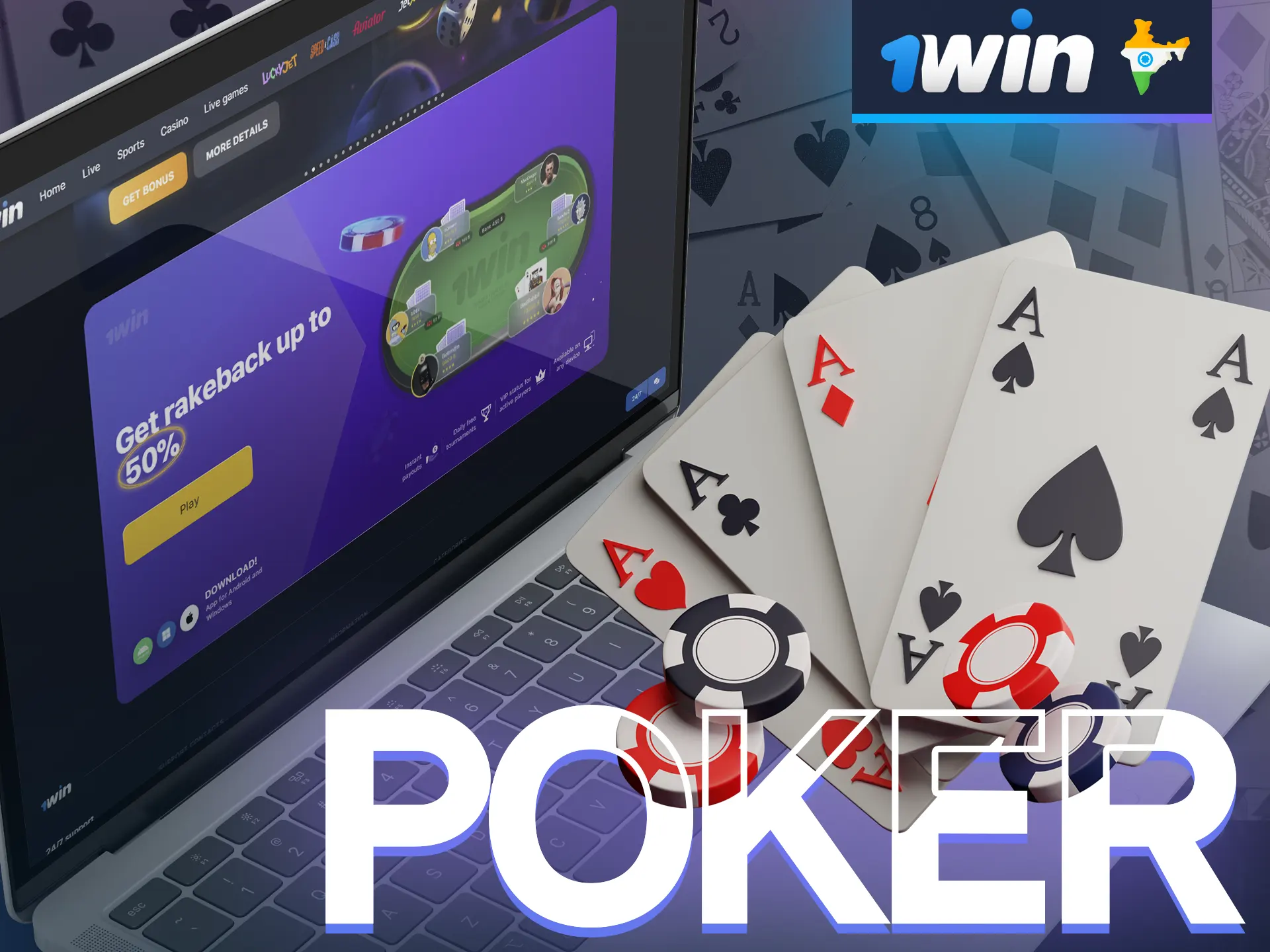 Play live poker at 1win website and compete with other players to win.