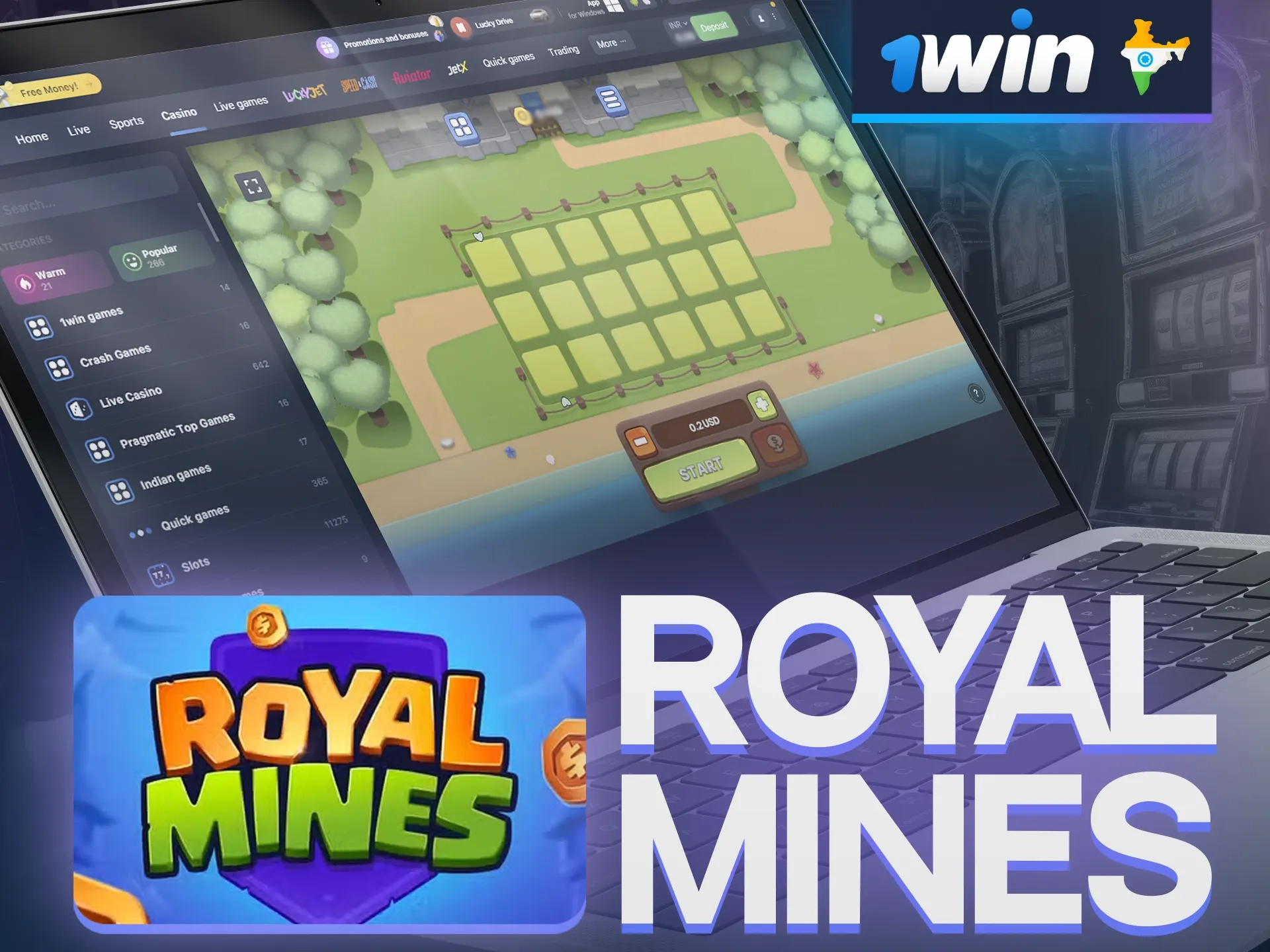 Awesome Royal Mines from 1win on your PC or phone.