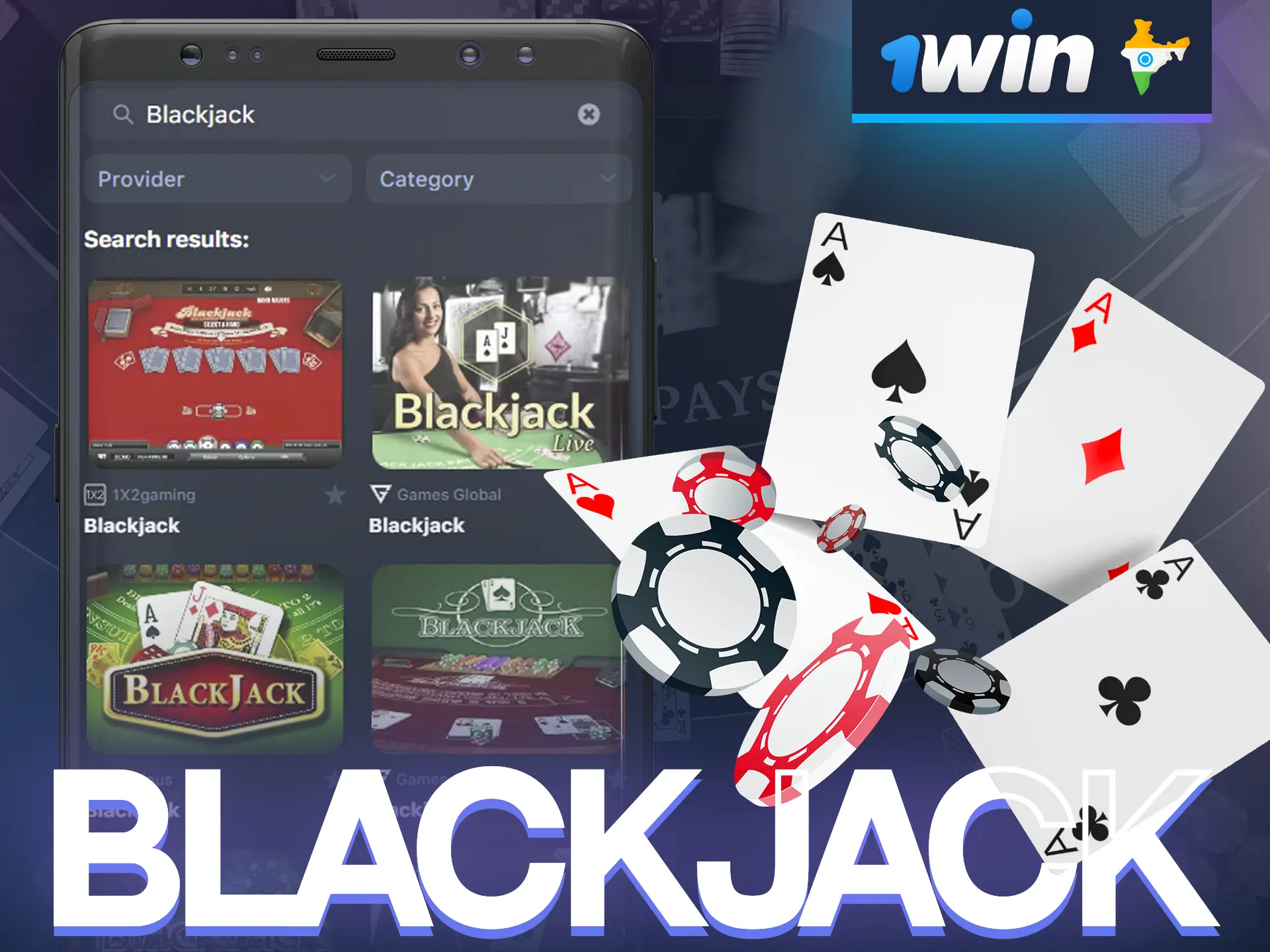 Choose any types of blackjack at 1win and play bia 1win casino app.