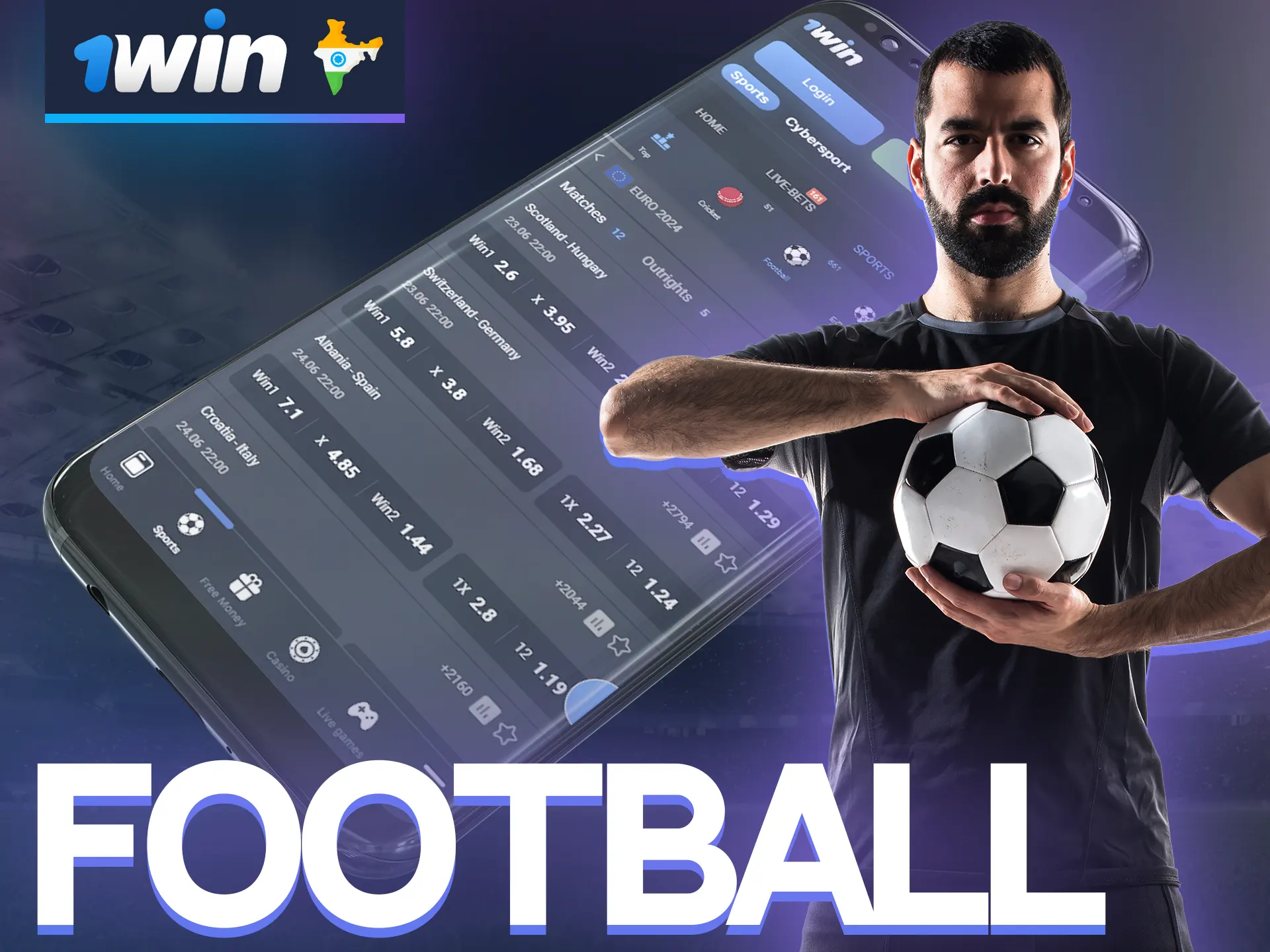 Football betting anywhere via 1win mobile app.