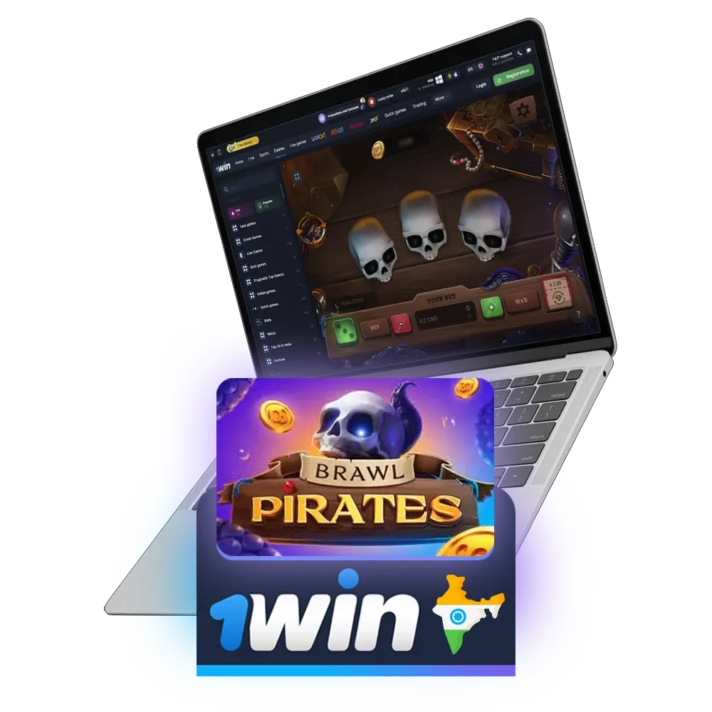 Find the skull with the prize to become a winner in the 1win Brawl Pirates game.