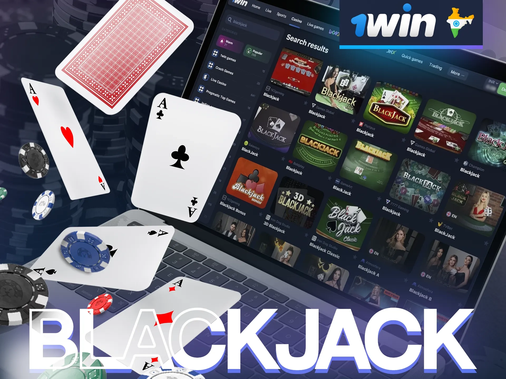 Choose type of blackjack on 1win website and play after registration.