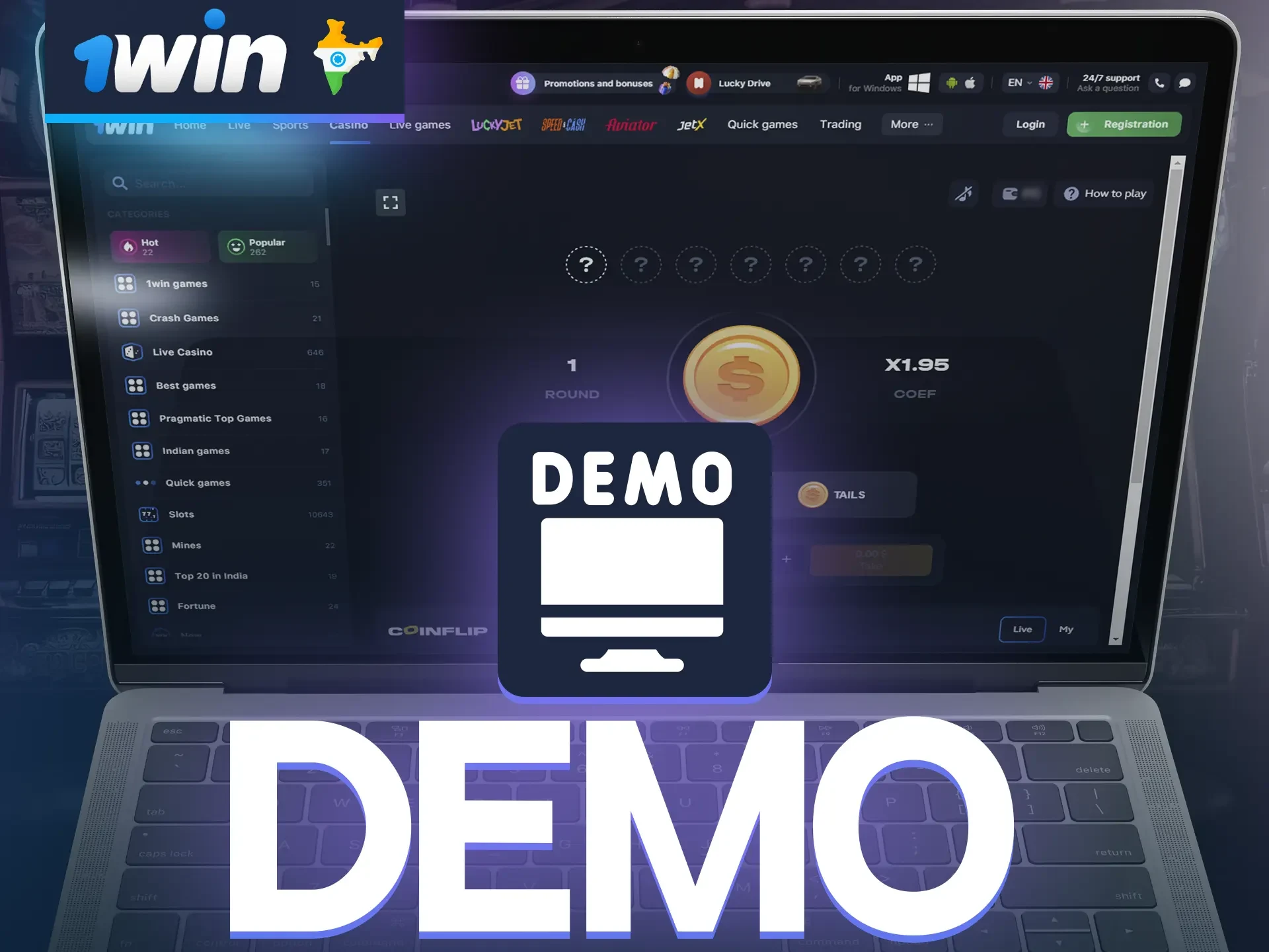 Gain confidence and understanding of the game with the 1win Coinflip demo.