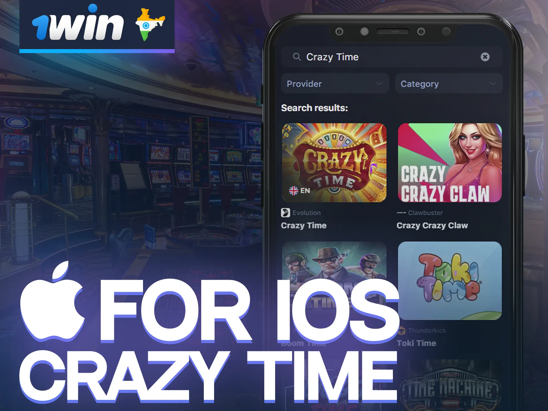 Use the installation instructions for the 1win iOS app to play Crazy Time on the go.