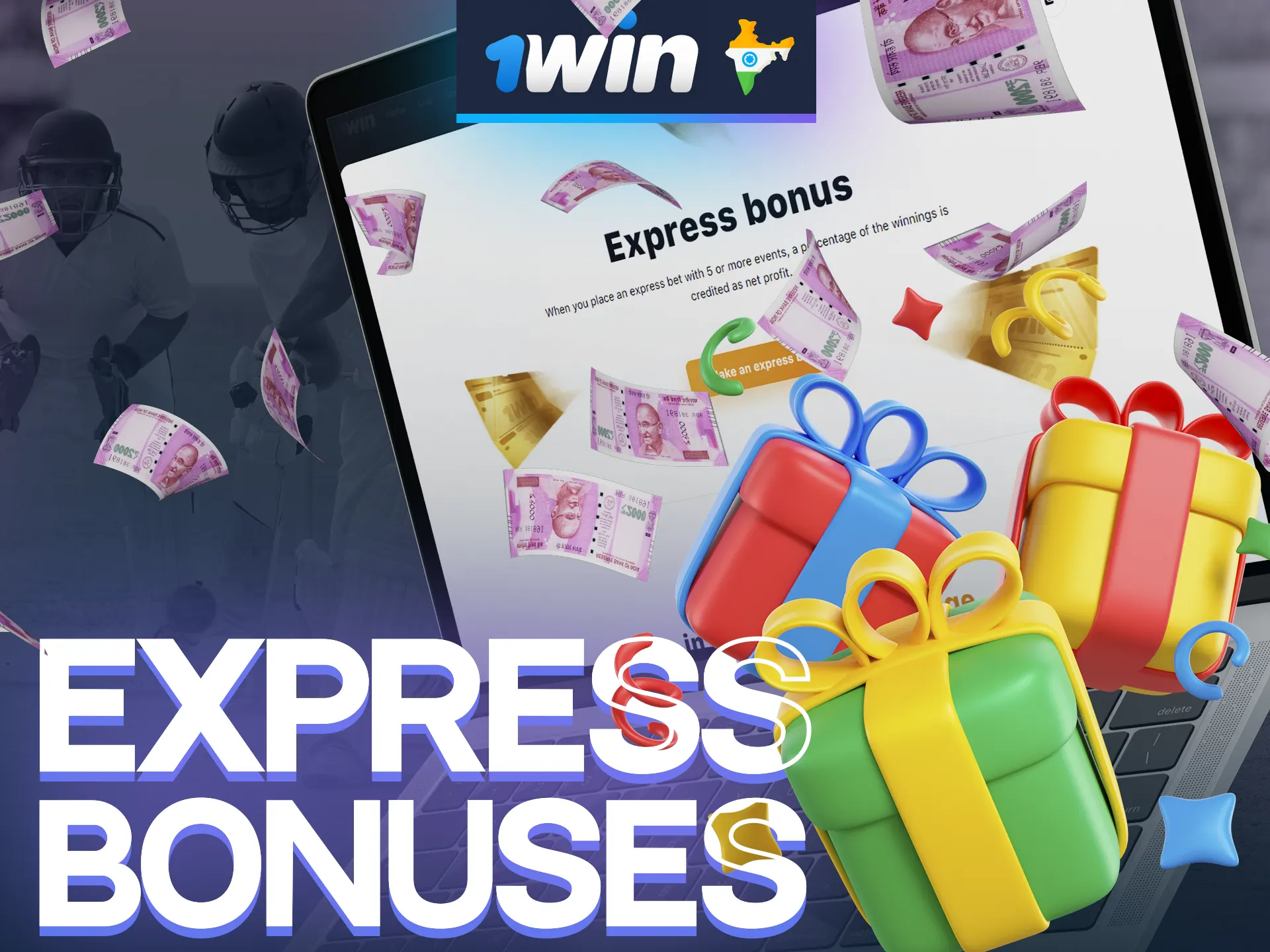 Bonuses for express bets at 1win website and app.