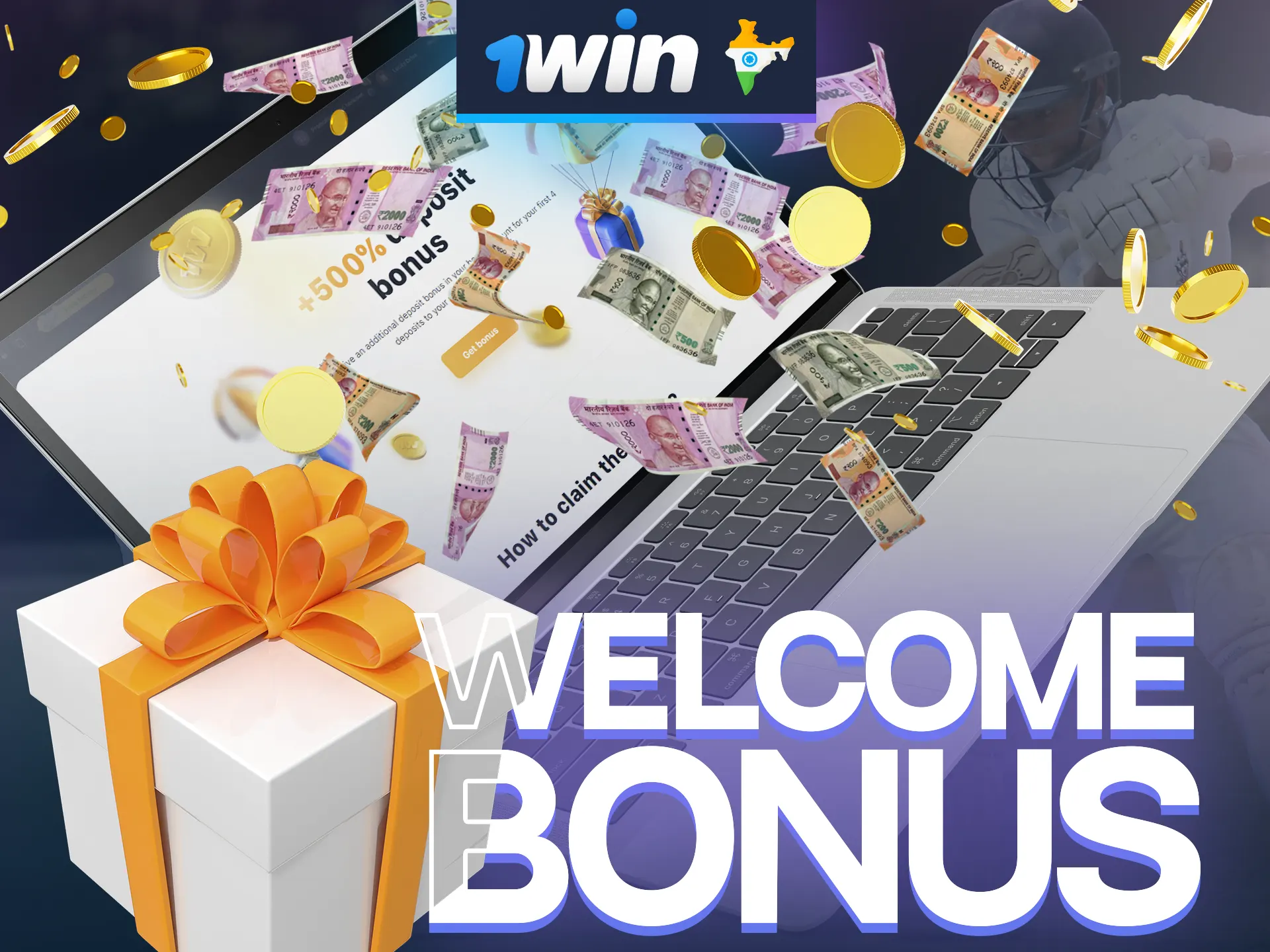 Welcome bonus for cricket betting at 1win website or app.