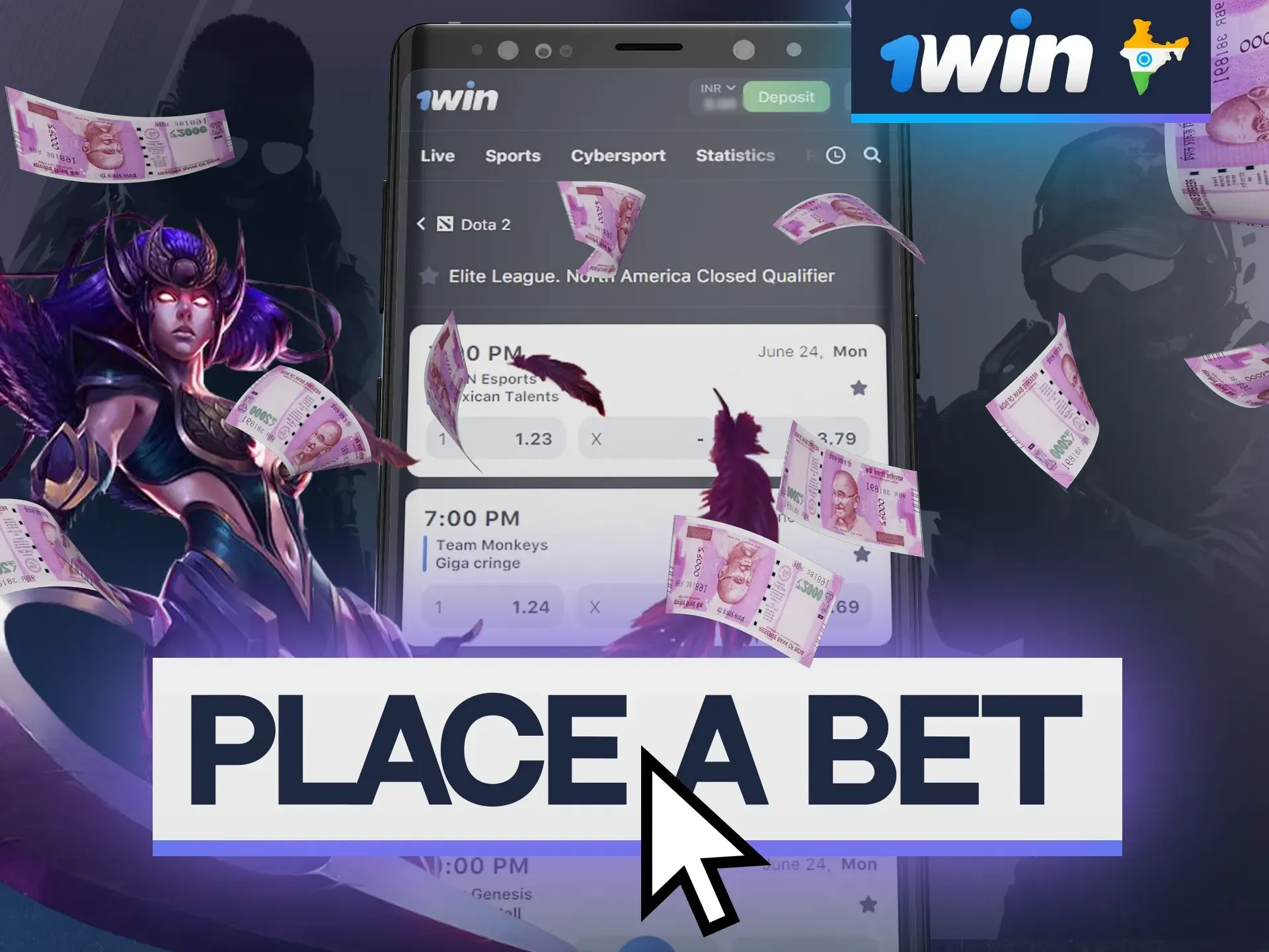 Place bets directly from your smartphone without being geo-located on the 1win app.