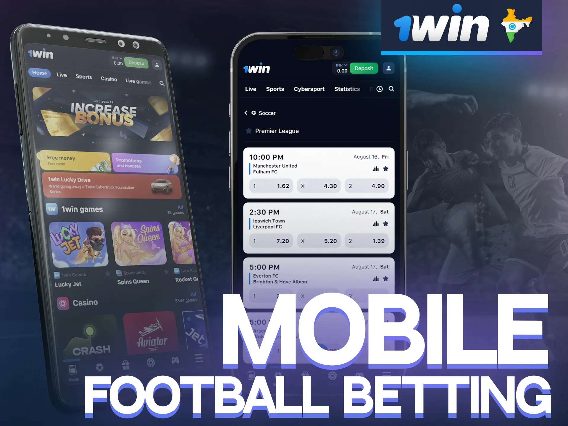 You can place bets directly from your smartphone in real time at 1win.