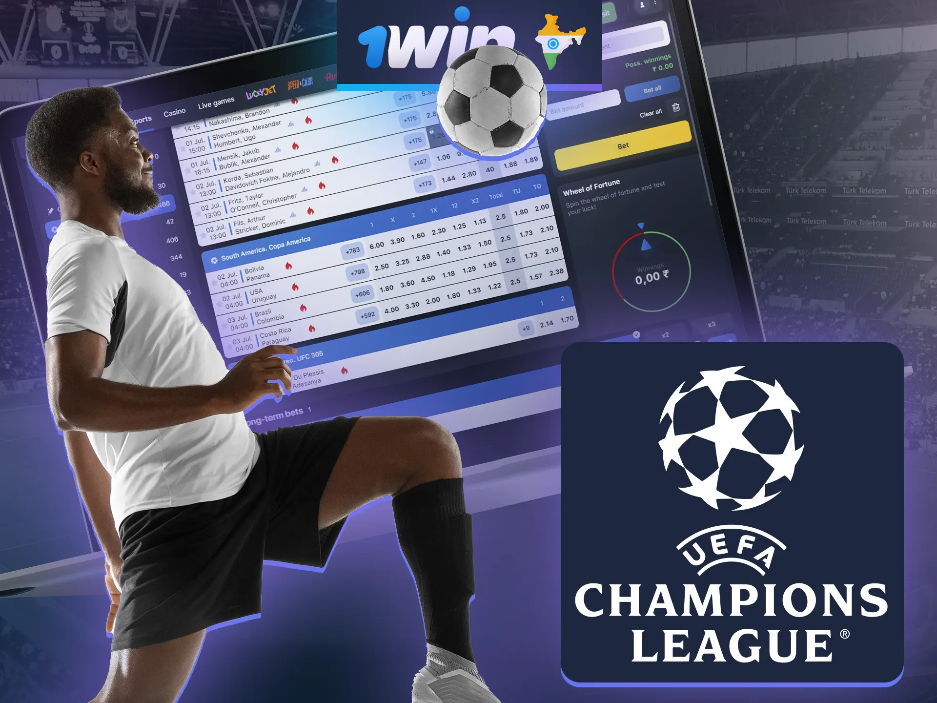 Only the best European football awaits you on the 1win betting platofrm.