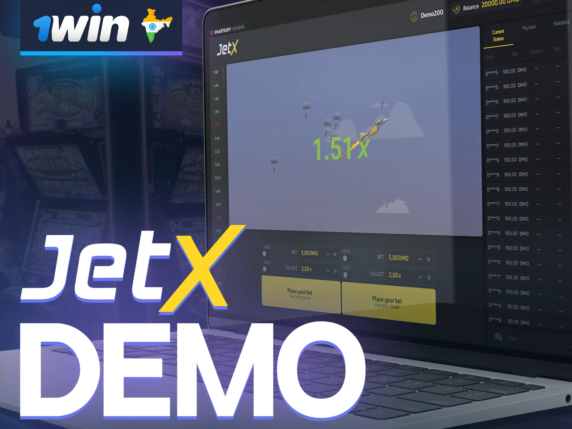 To try playing JetX at 1win without using real money, choose the demo mode.