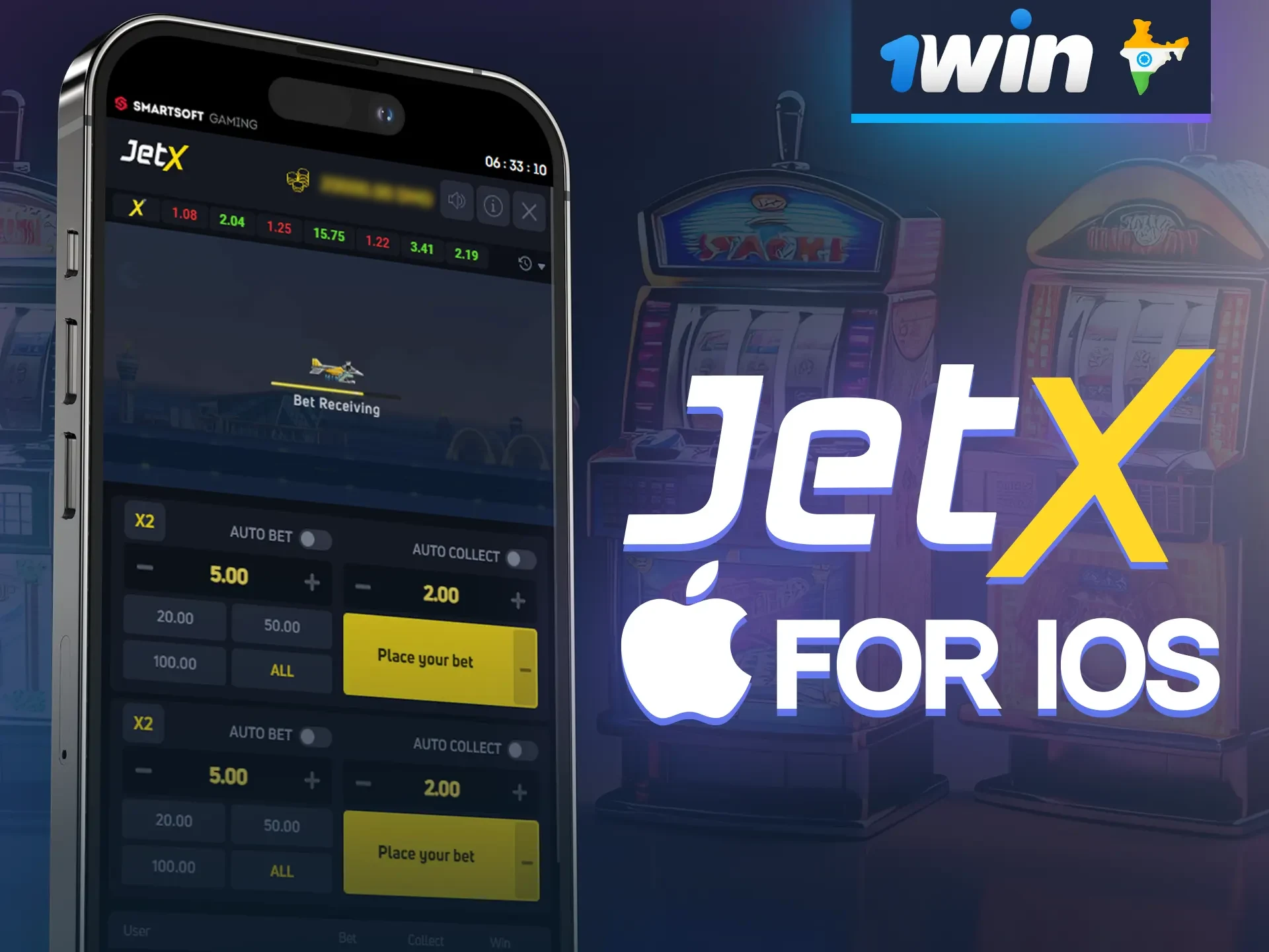 Install the 1win app on your iOS device and play JetX on the go.