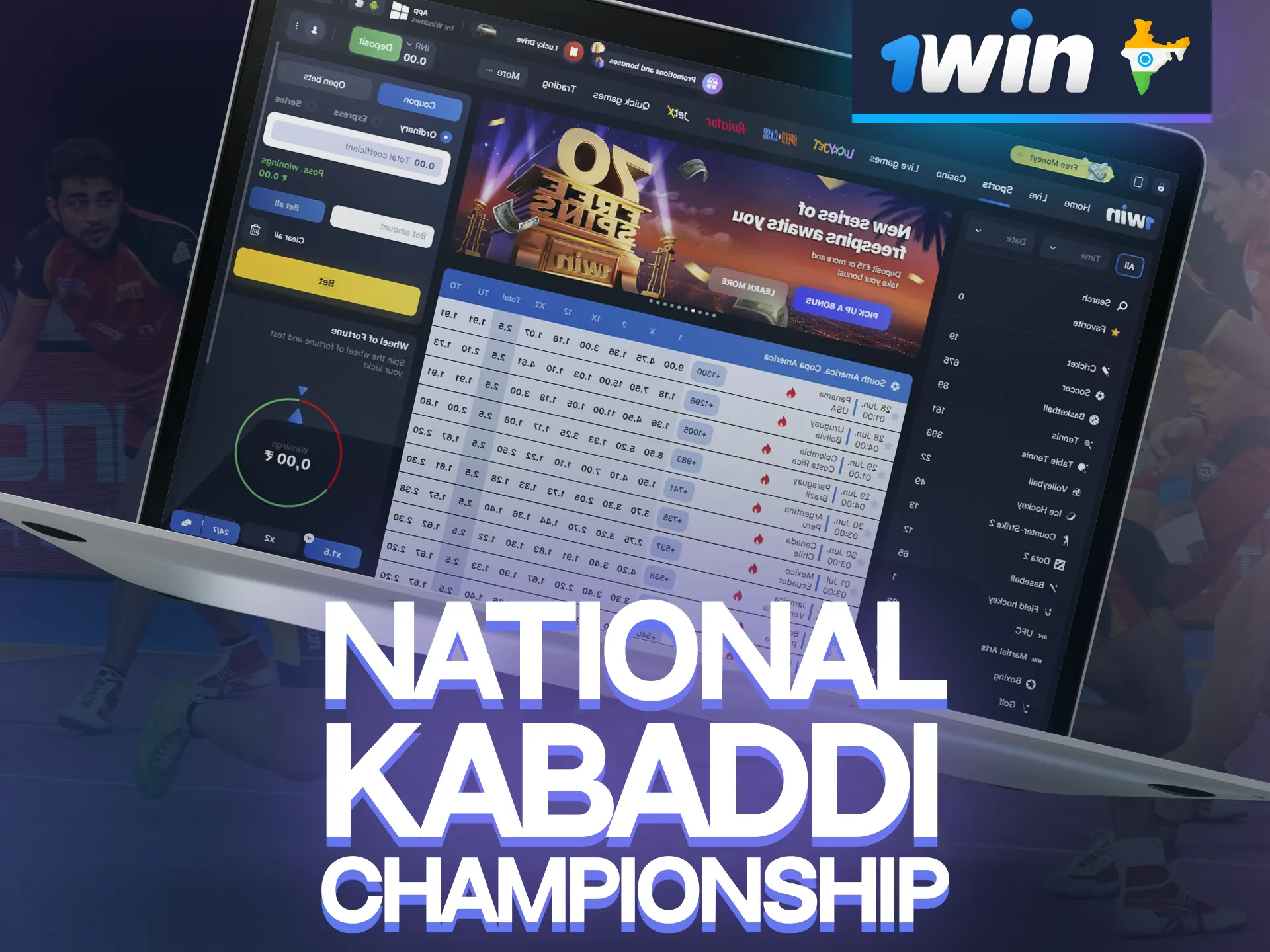 Bet on the national championship of kabaddi at 1win.