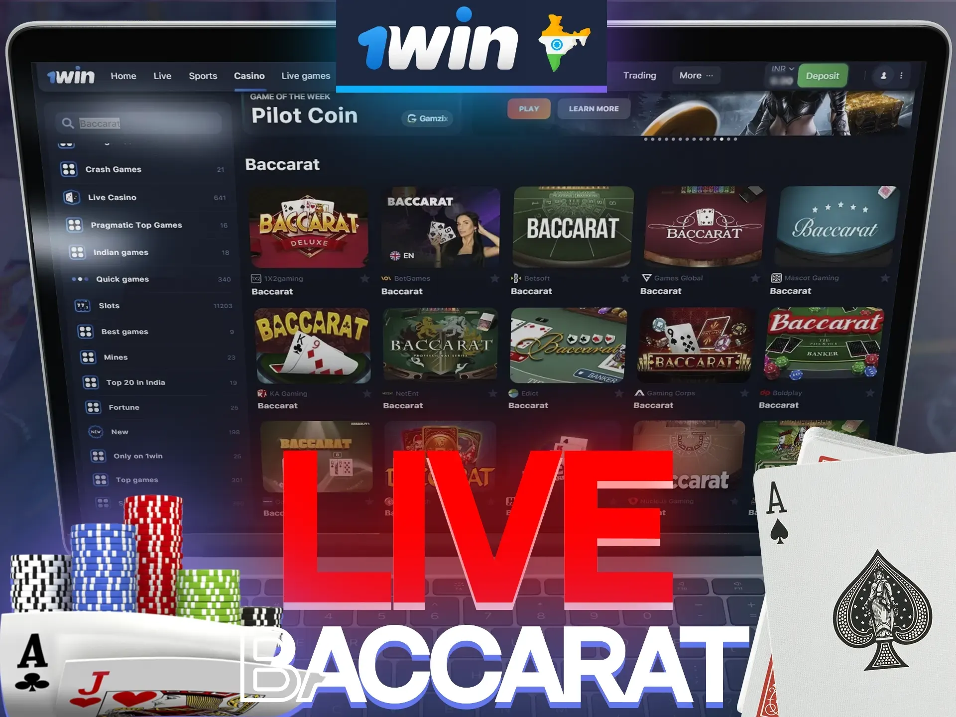 Play a pretty quick category of board games live baccarat on 1win.