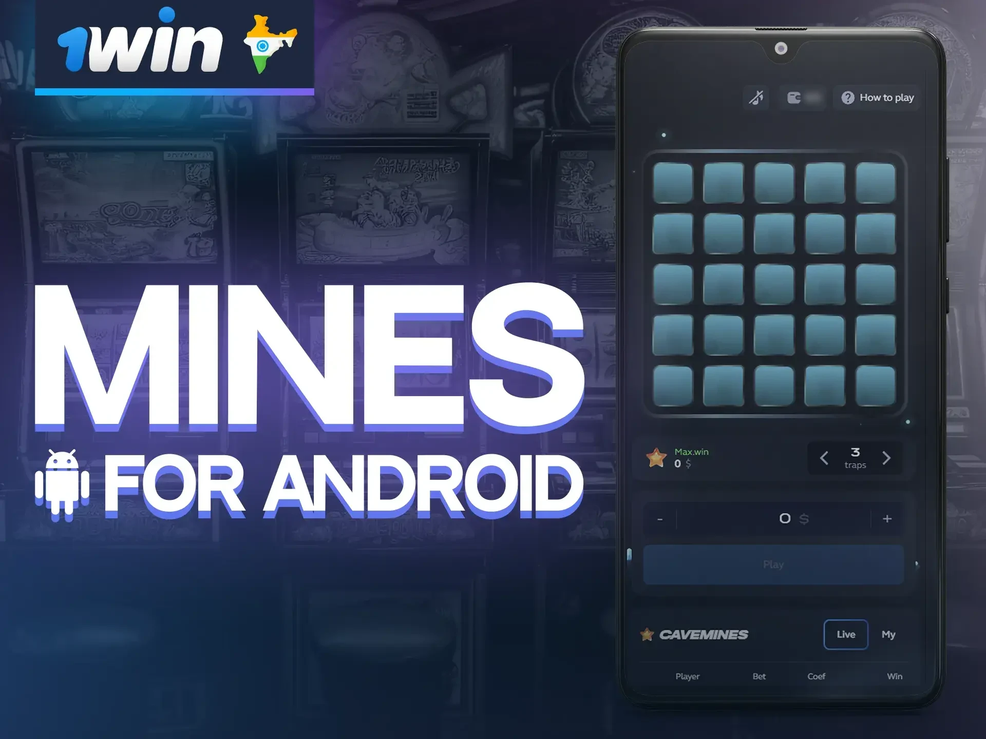 Start playing Mines on your Android device thanks to the 1win mobile app.