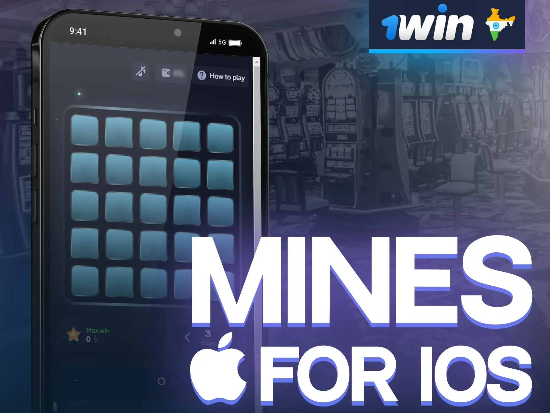 Immerse yourself in the atmosphere of the Mines game via the 1win app for iOS.