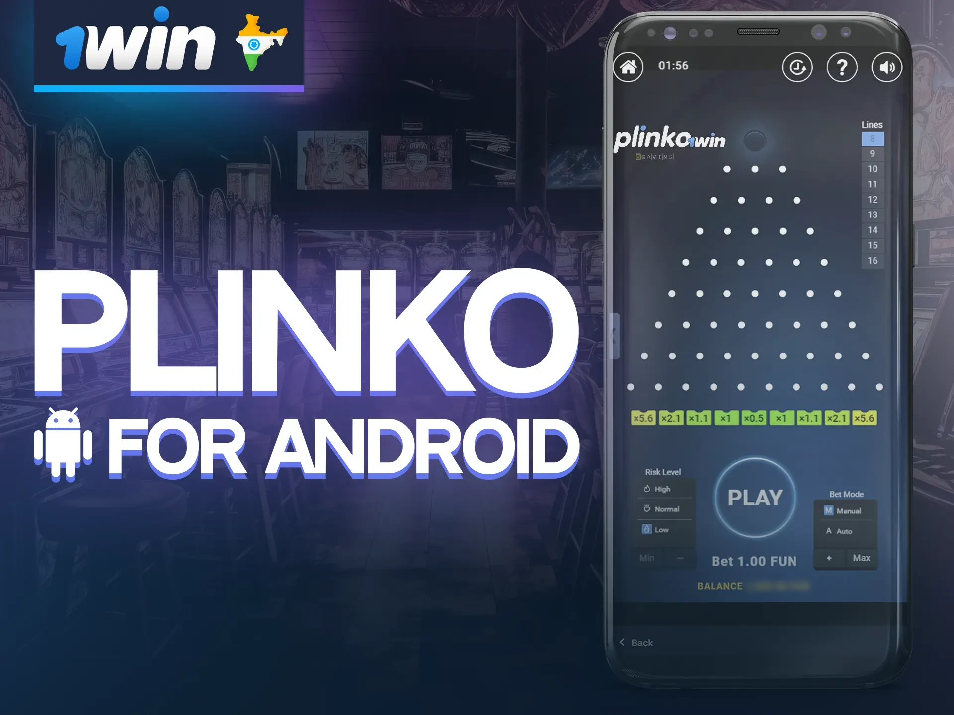 Follow the instructions to download 1win Android App with Plinko.