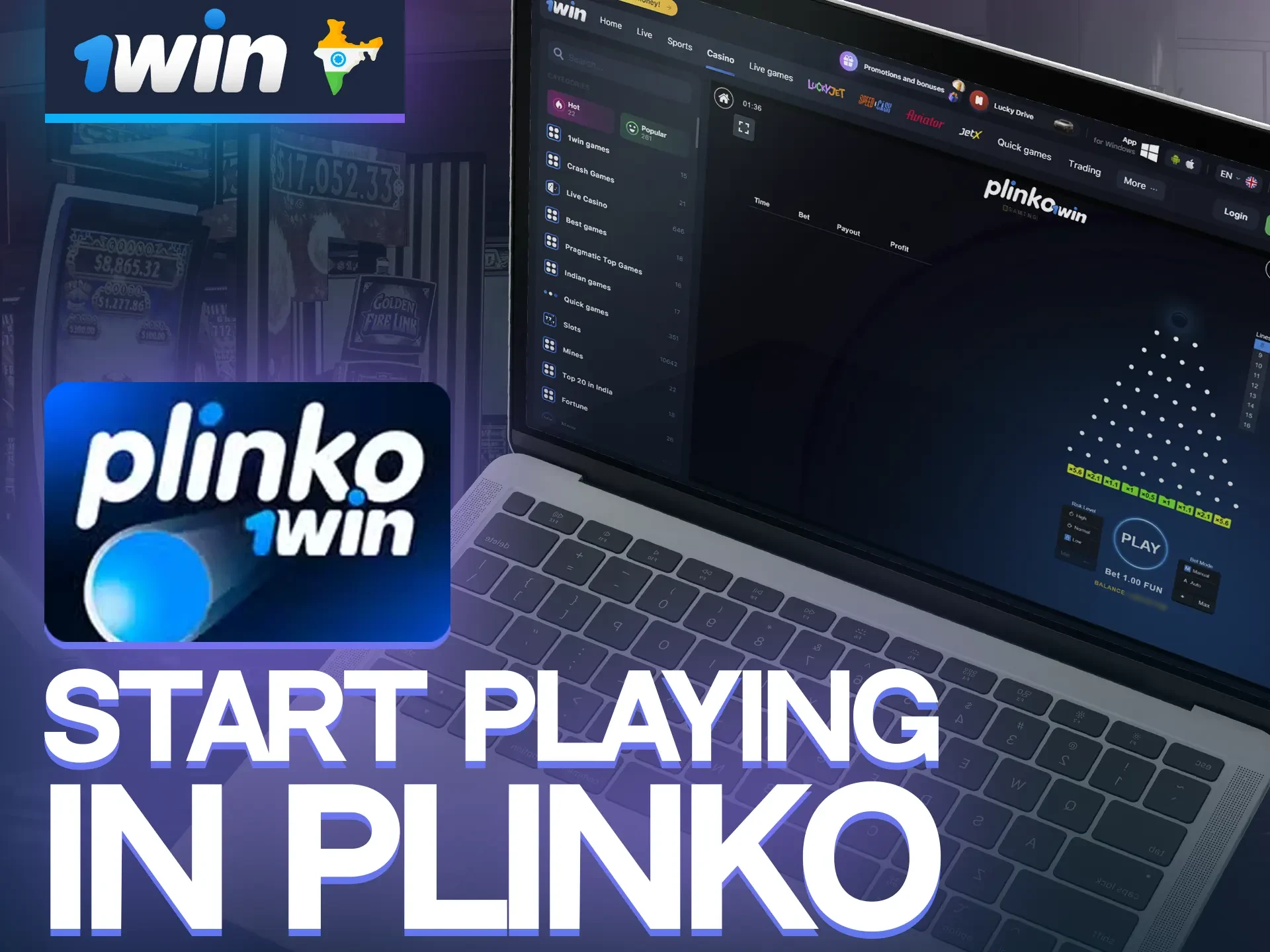 Register at 1win and make a deposit to start enjoying Plinko.