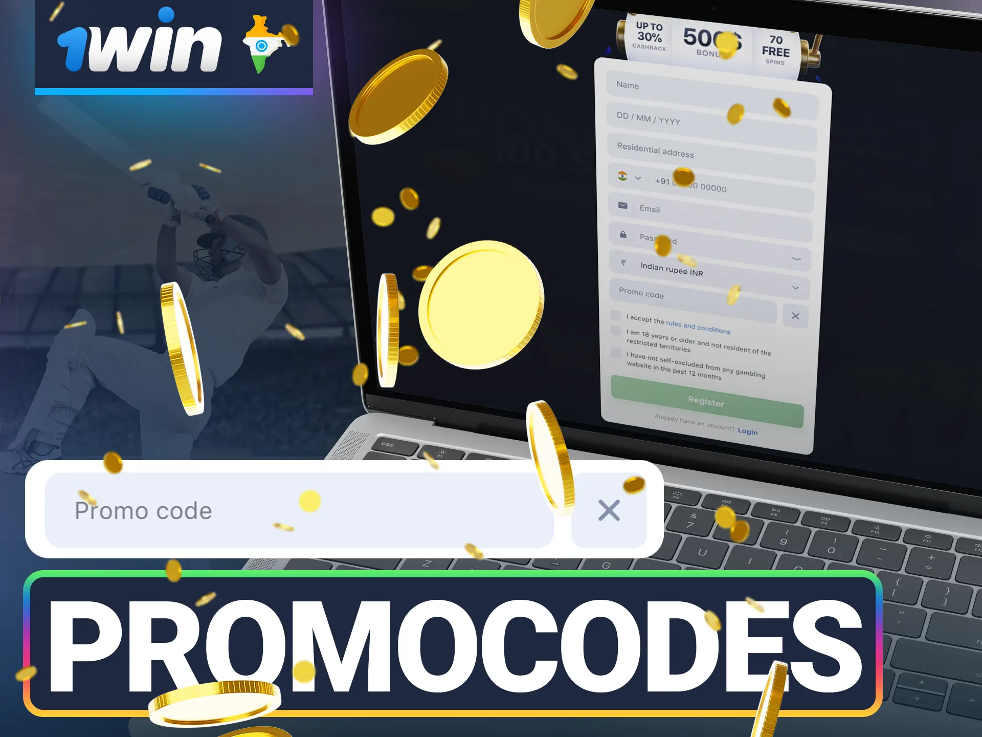 Use promo code while registration account at 1win and get bonuses.