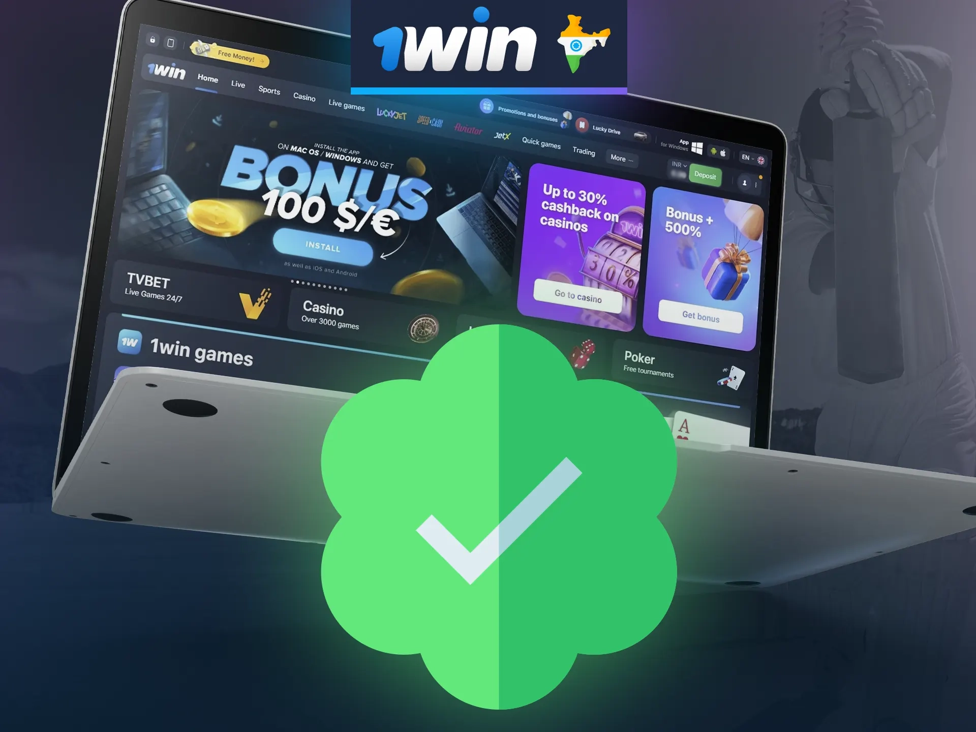 Verification of 1win account to be able to withdraw money.