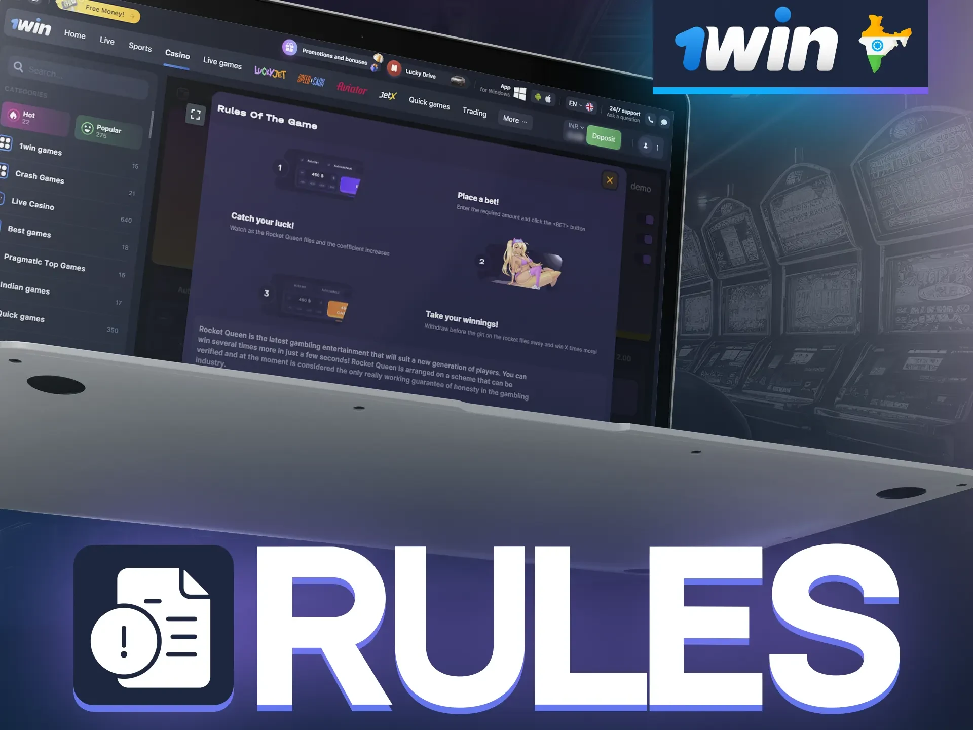 To find out how to play Rocket Queen at 1win, check out the rules of the game.