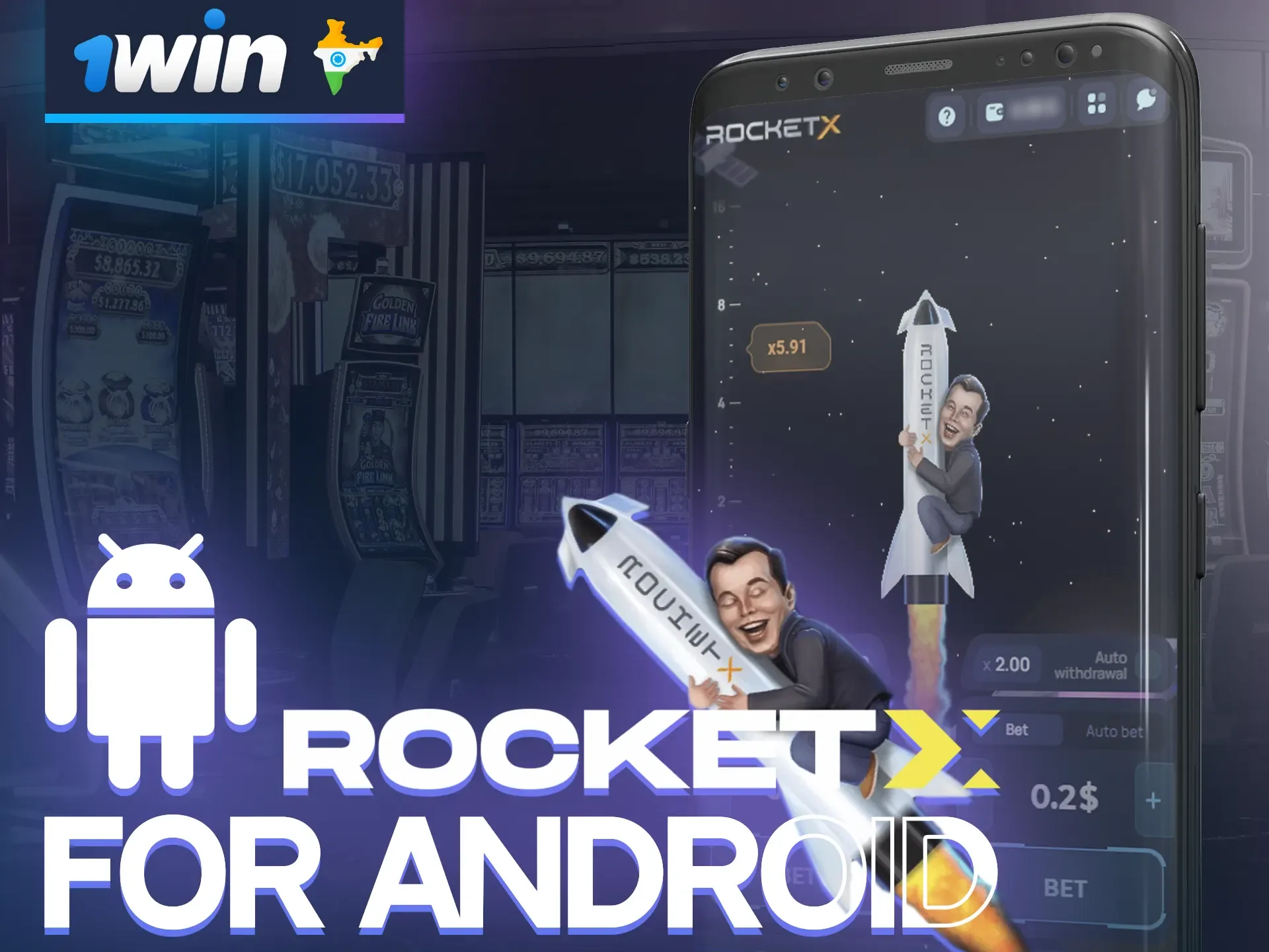 To start playing Rocket X on your Android device, download the 1win app.