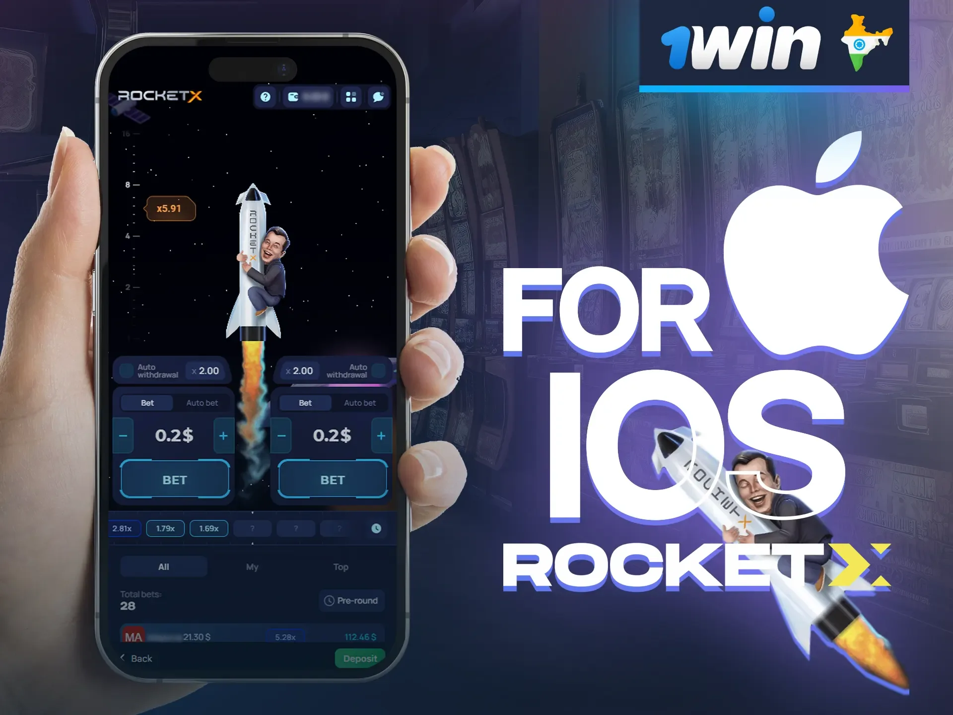 Take a journey through the Rocket X game via the 1win iOS app.