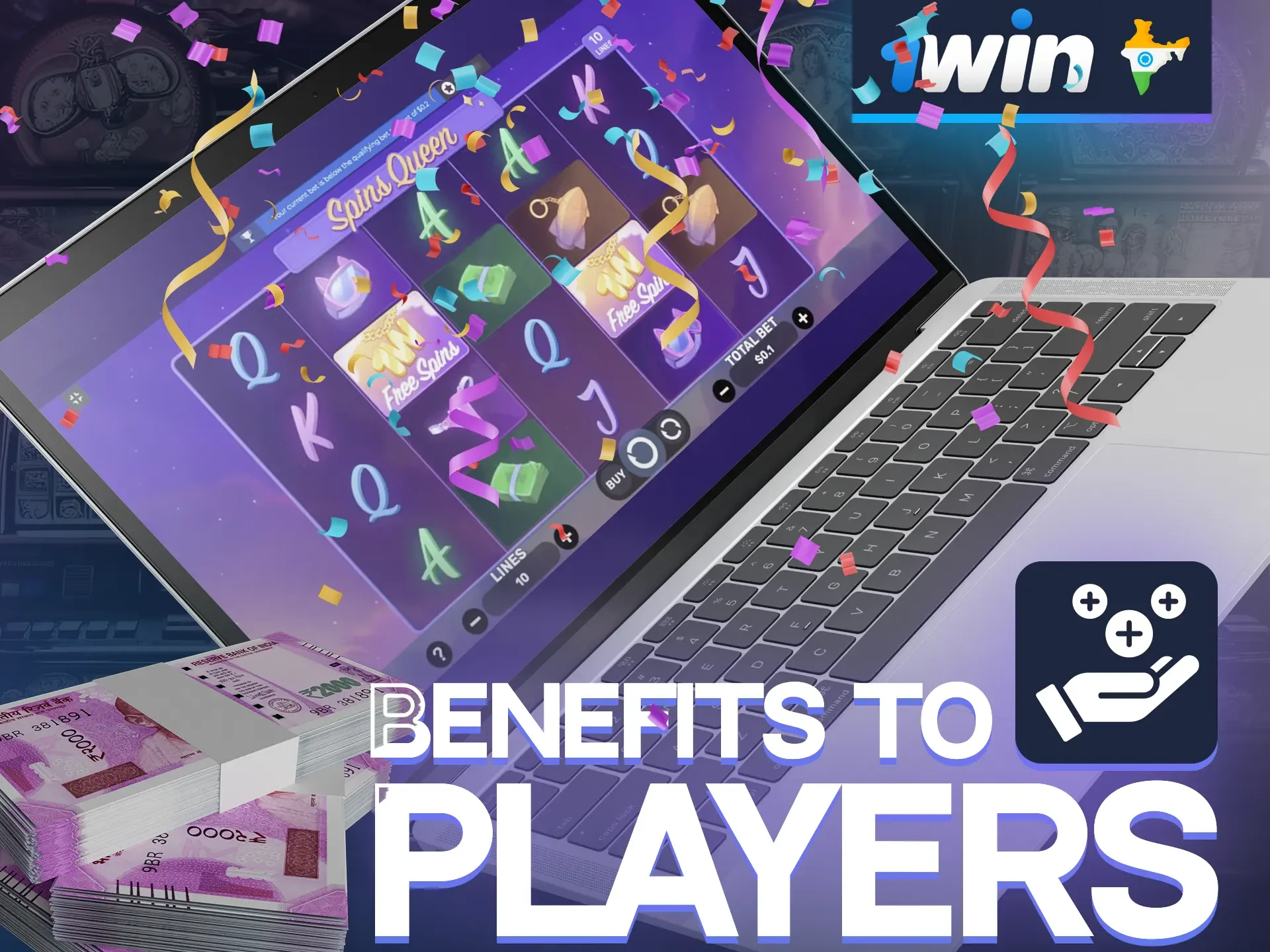 Start your journey through the Spins Queen game with 1win's welcome bonus.