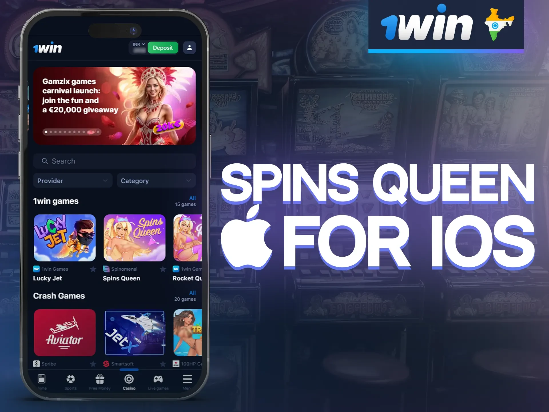 Users of iOS devices can install the 1win app and enjoy Spins Queen anytime.