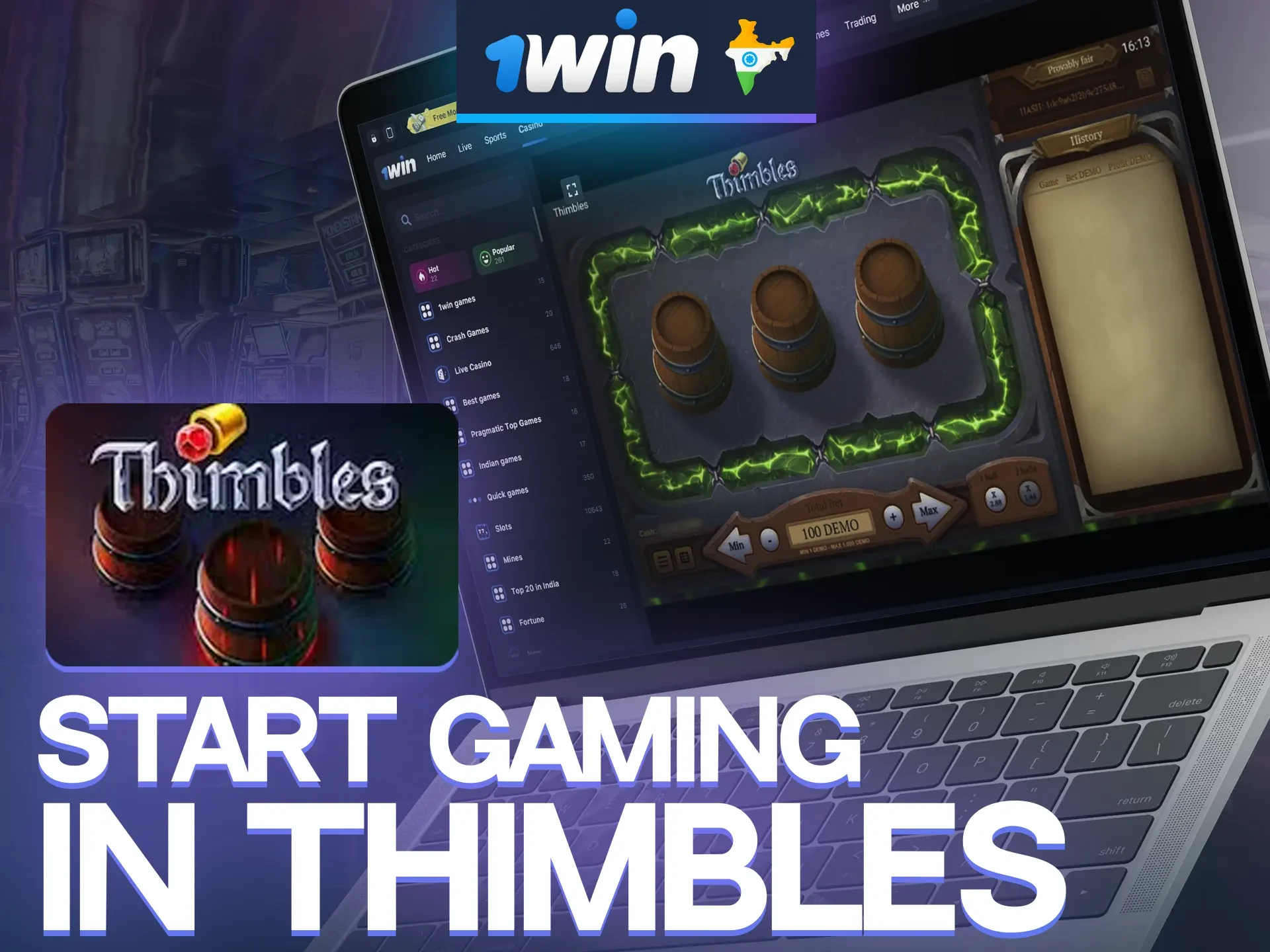 Once you have access to your 1win account you can move on to playing Thimbles with real money.