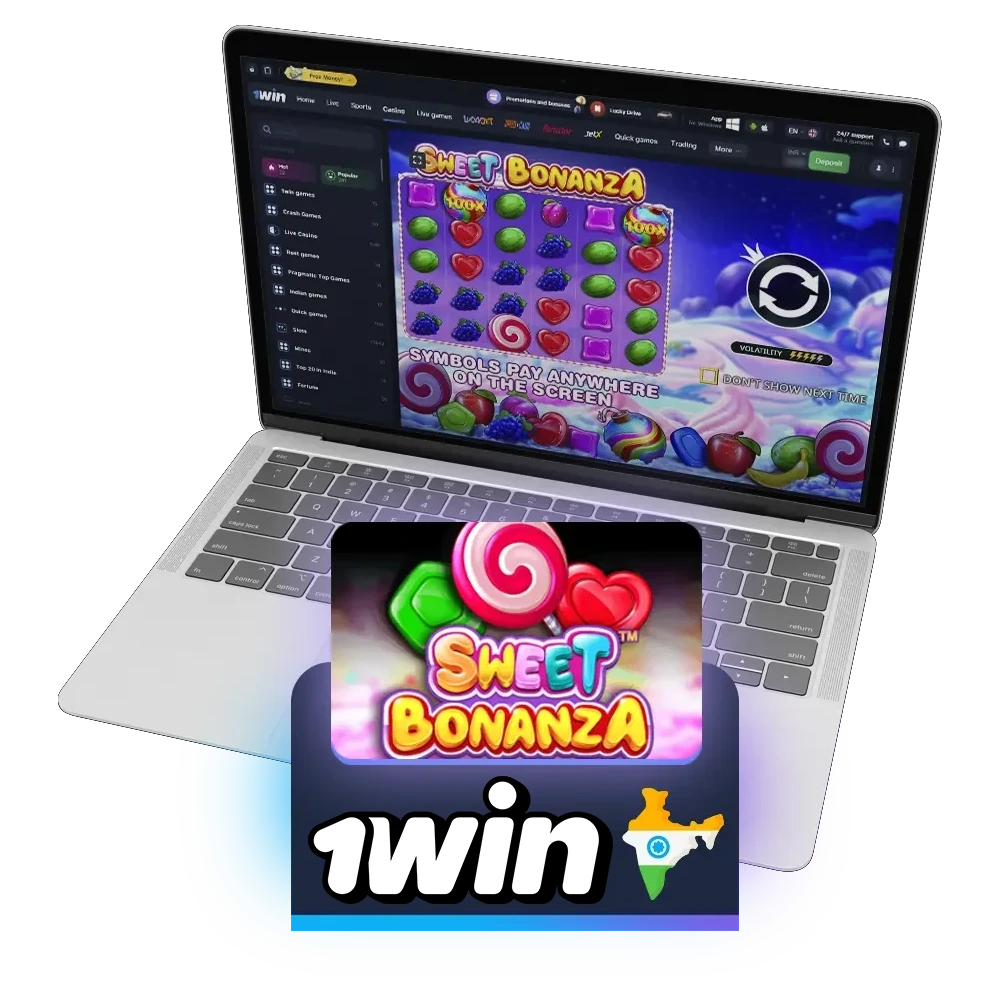 Search and collect candy symbols in the Sweet Bonanza game at 1win.