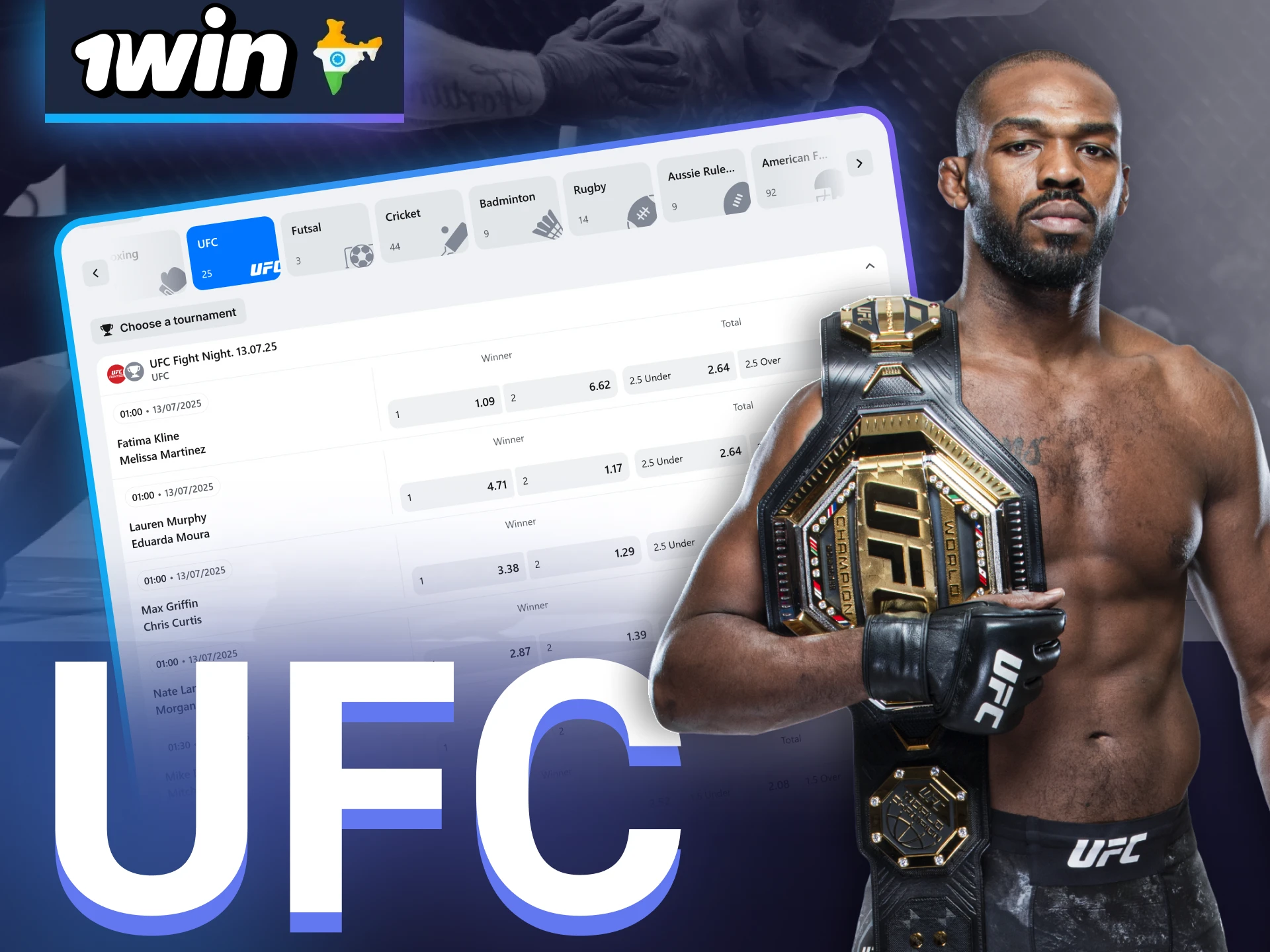 Experience the adrenaline of UFC betting with 1win.