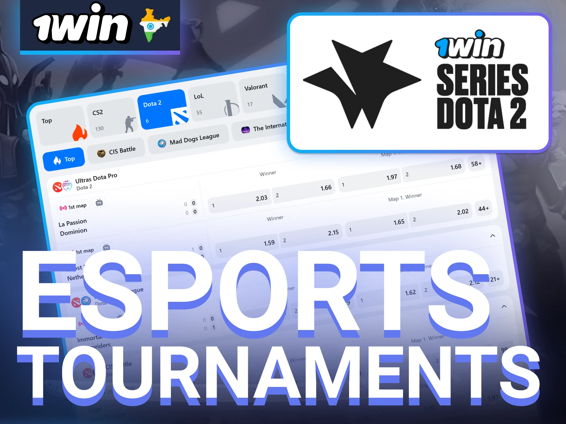 1win is involved in organizing significant esports tournaments.