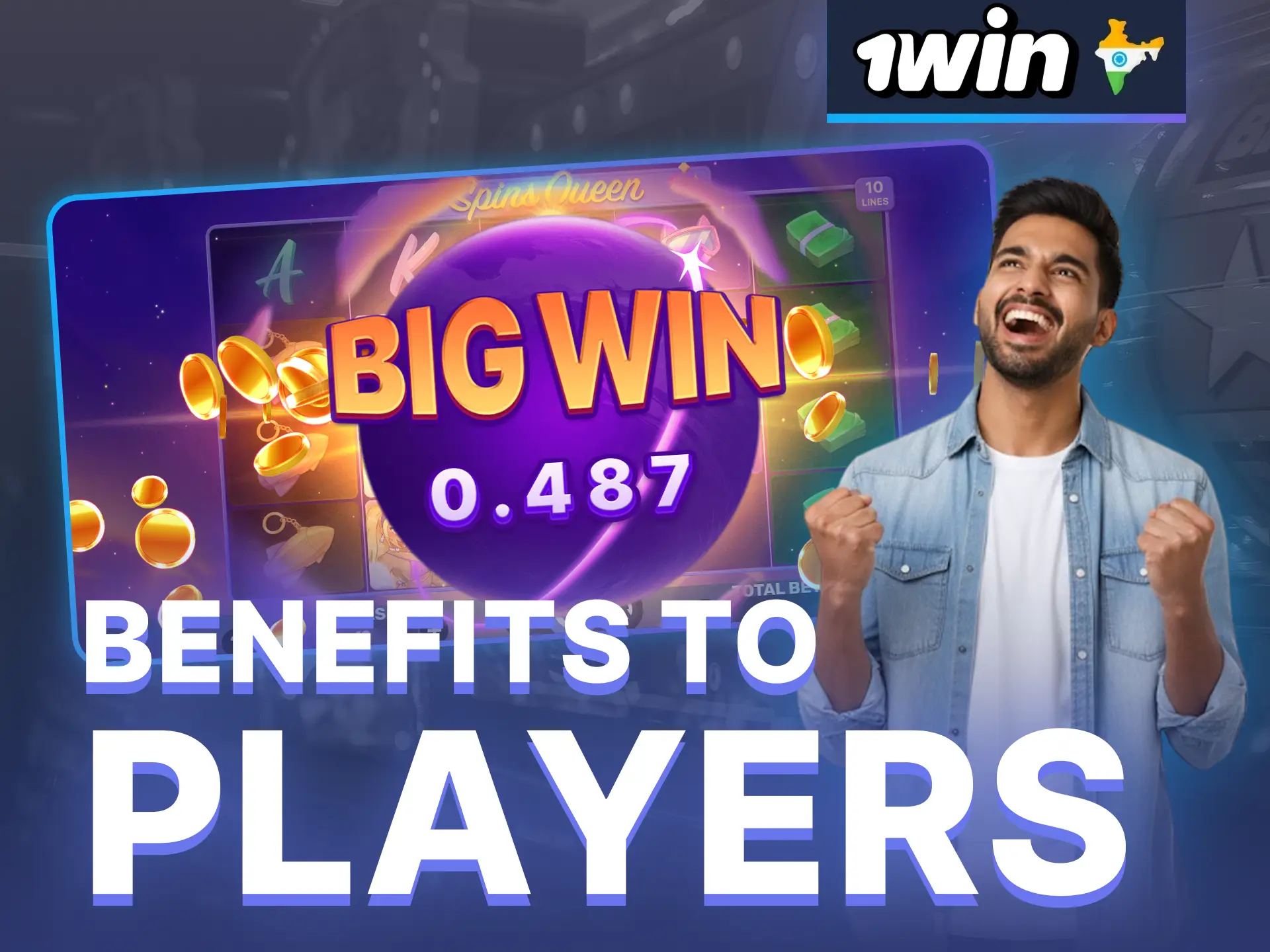 Start your journey through the Spins Queen game with 1win's welcome bonus.