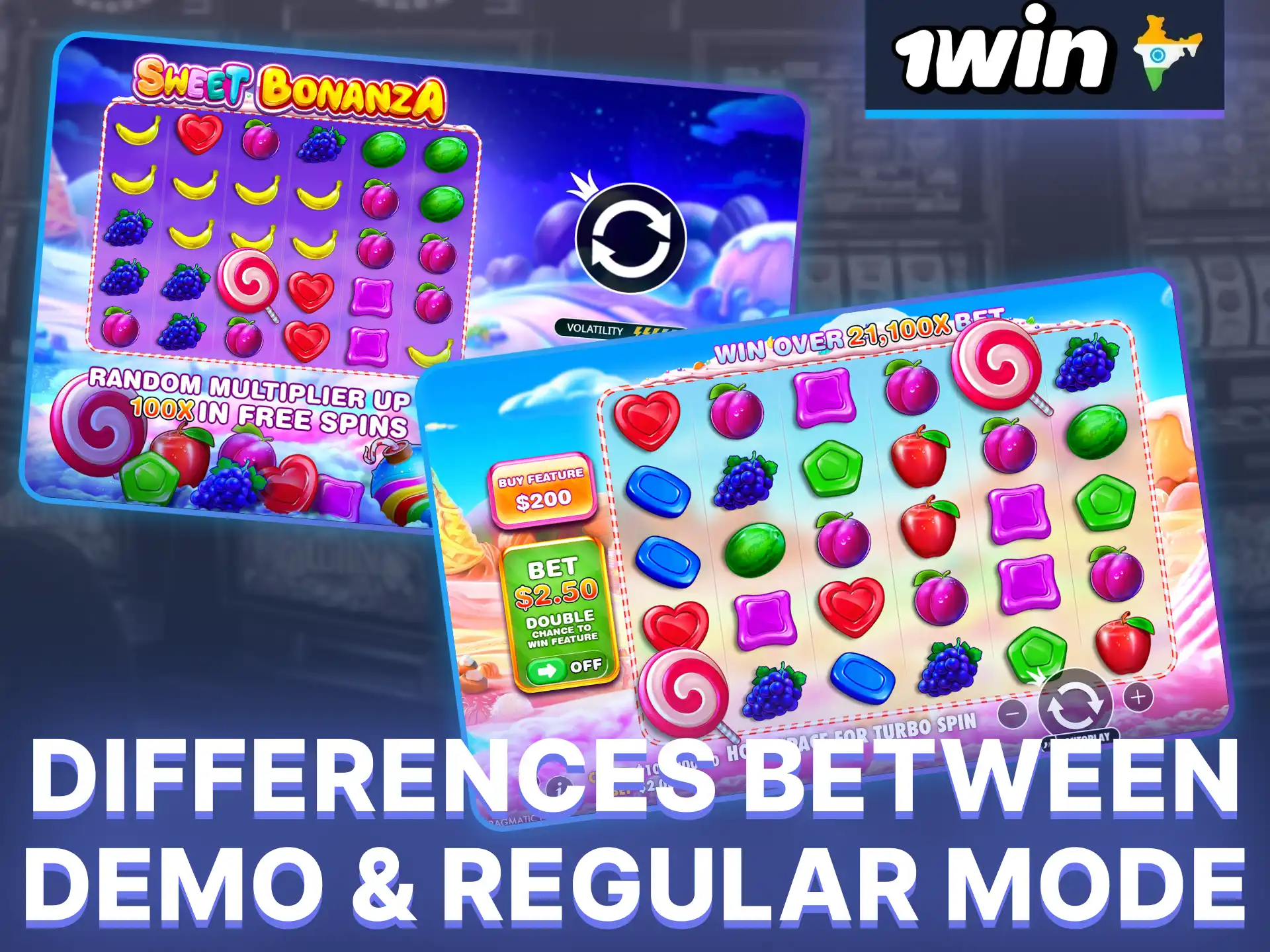 Learn the game and practice your skills without risk in Sweet Bonanza demo mode at 1win.