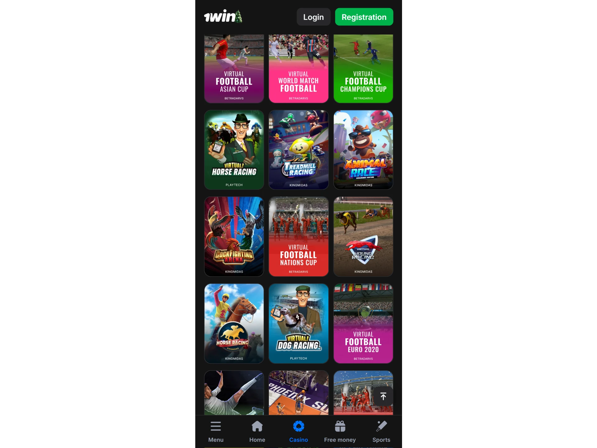 Explore the diverse catalog of virtual sports games on the 1Win app.